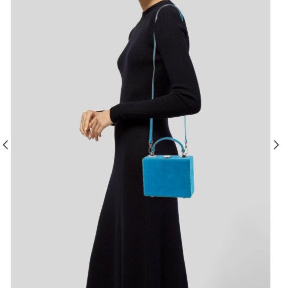 👜💙 Brandon Blackwood Suede Aqua Blue Kendrick Trunk NWT - Picture 2 of 12